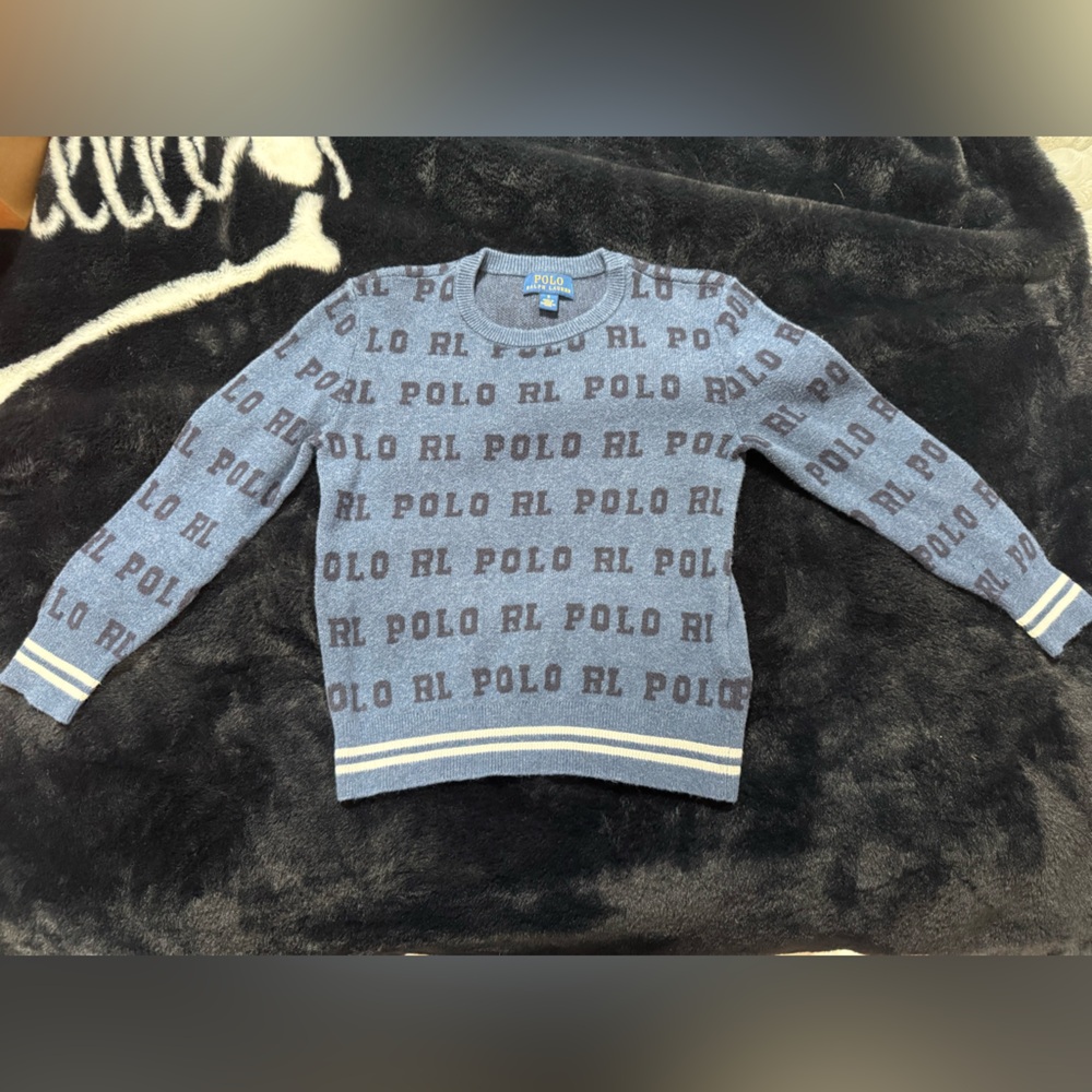 Polo by Ralph Lauren Blue and Black polo logo Knit Sweater